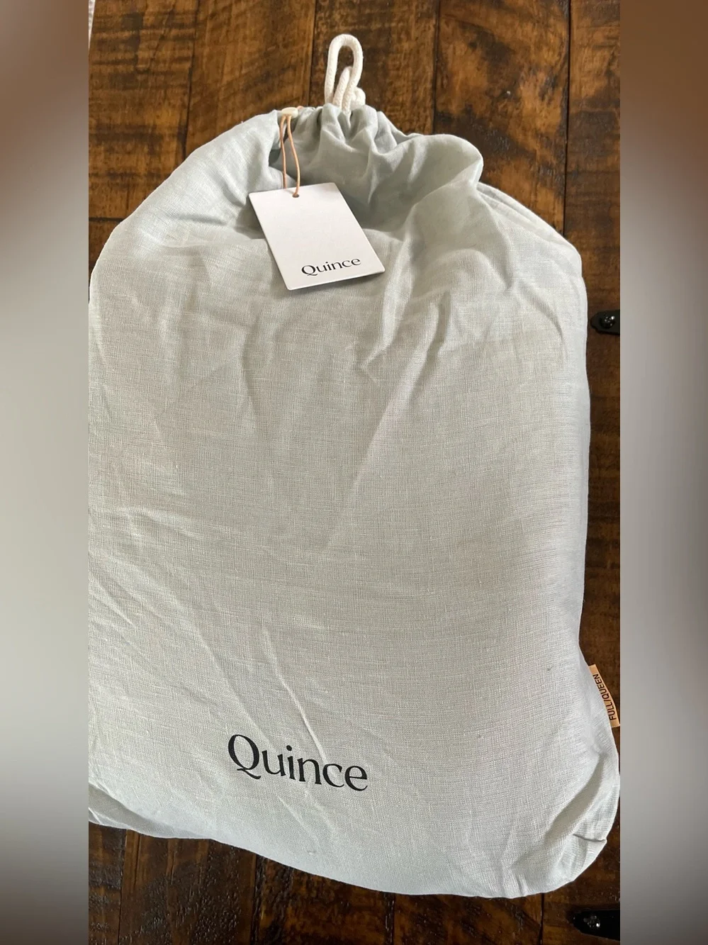 NWT Quince European Linen Double Flange Duvet Cover Set, Full/Queen (Mist)